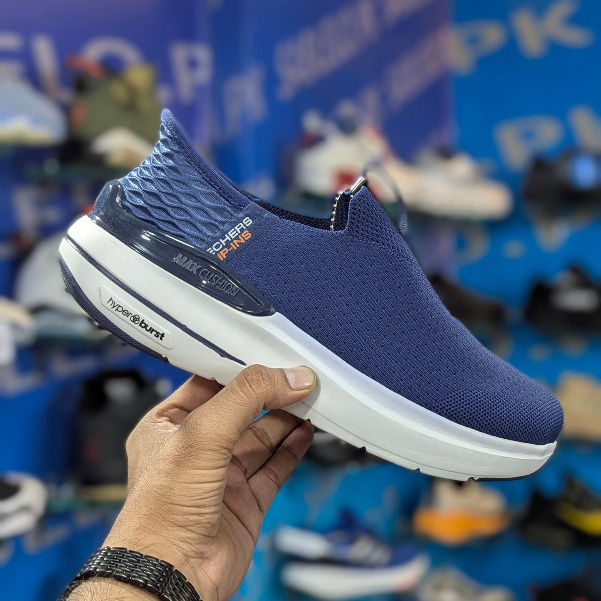 Skechers Slip-Ins: Max Cushioning Hyper Burst Navy Blue