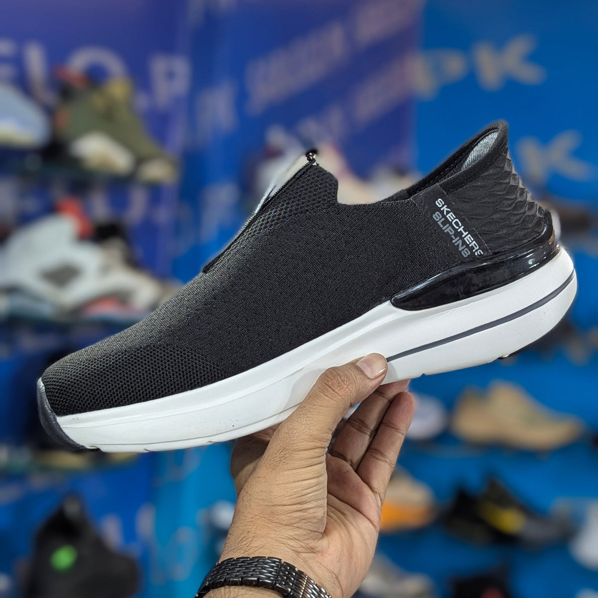 Skechers Slip-Ins: Max Cushioning Hyper Burst Black White