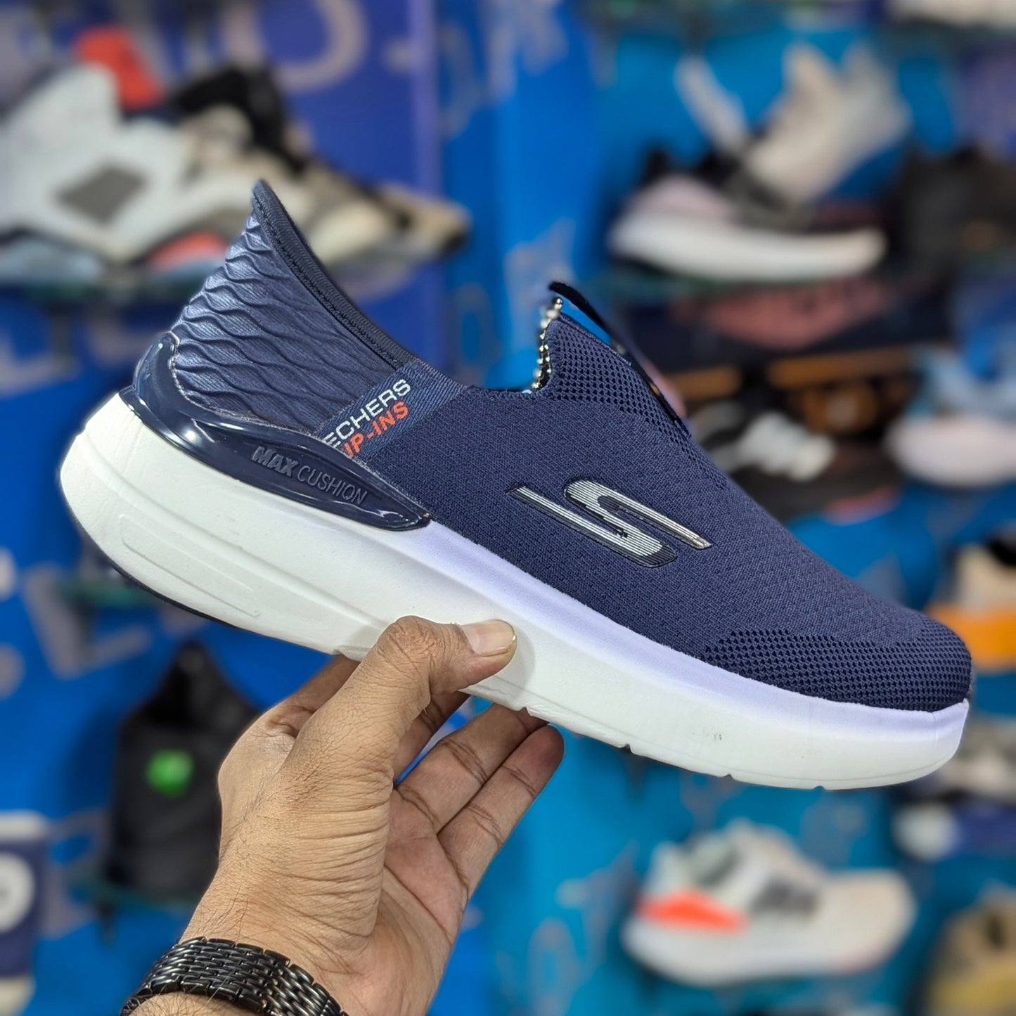 Skecher Hyper Burst Slip Ins With Logo Blue Premium Quality (Dot Perfect)