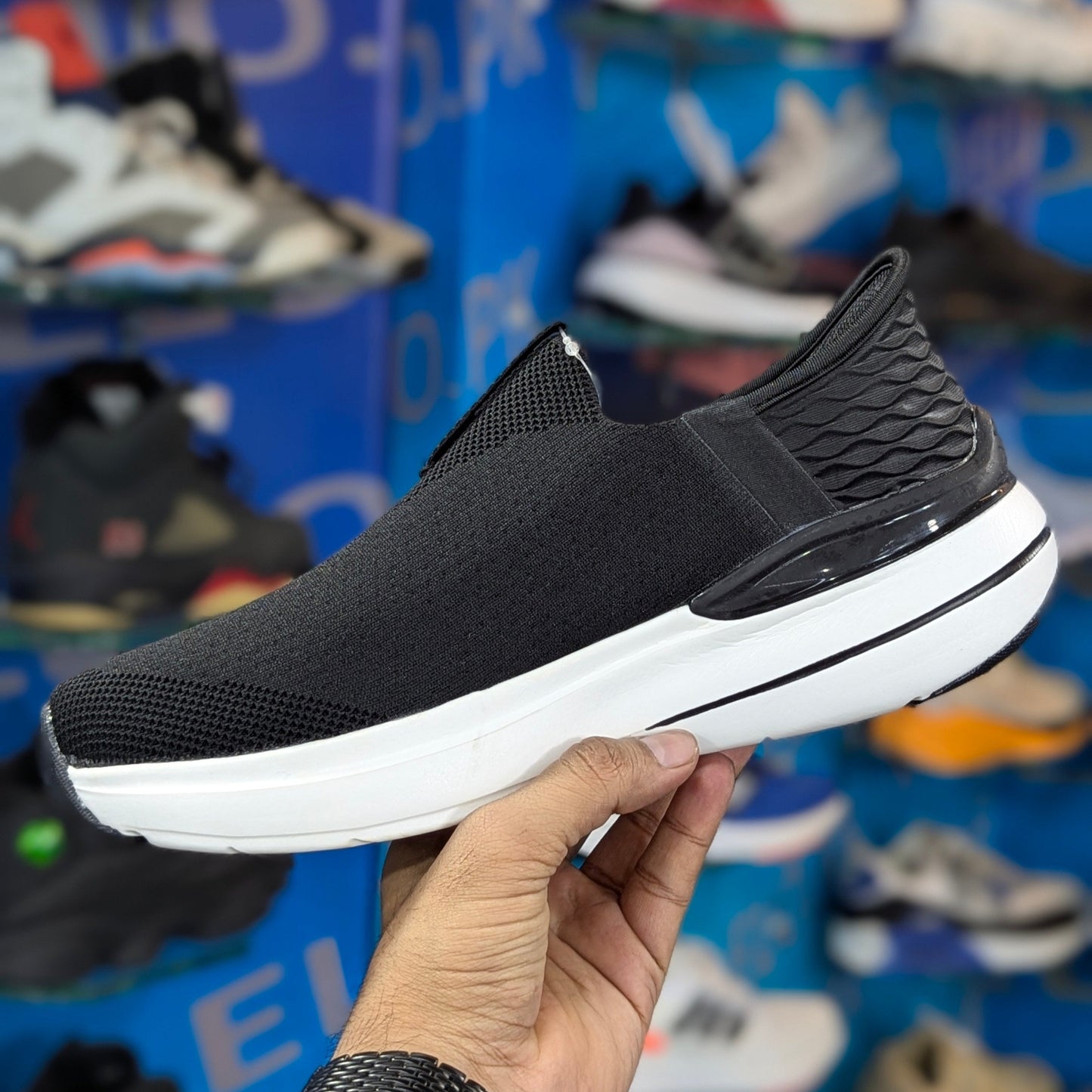 Skecher Hyper Burst Slip Ins With Logo Black White Premium Quality (Dot Perfect)