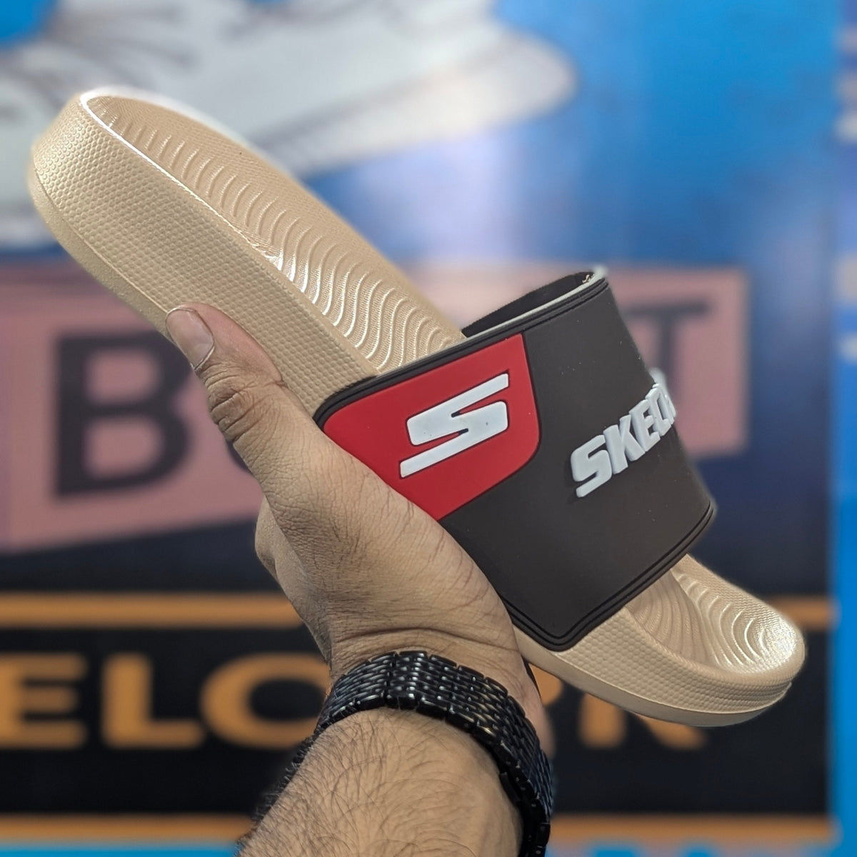 Skechers Slippers With Side Logo Khaki
