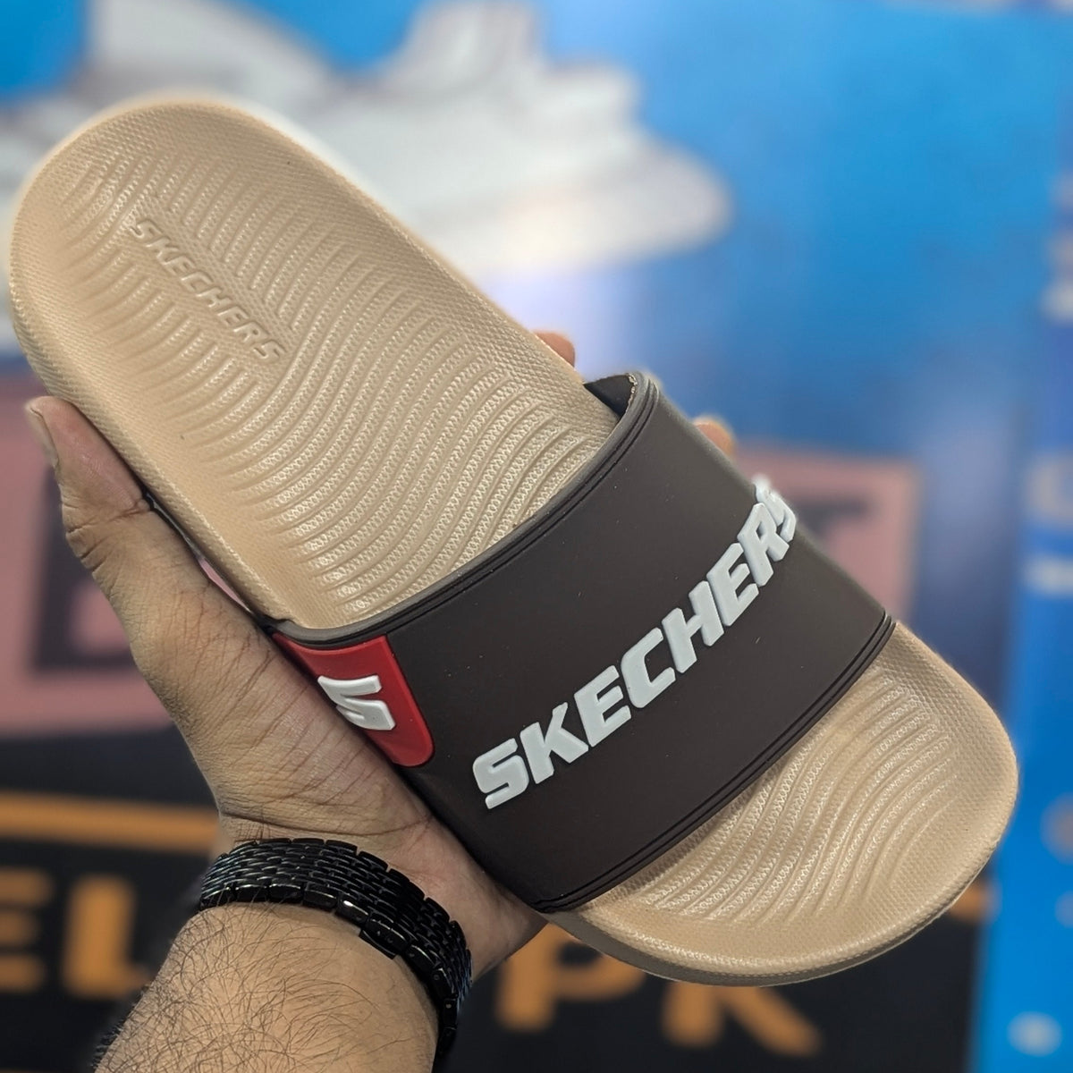 Skechers Slippers With Side Logo Khaki