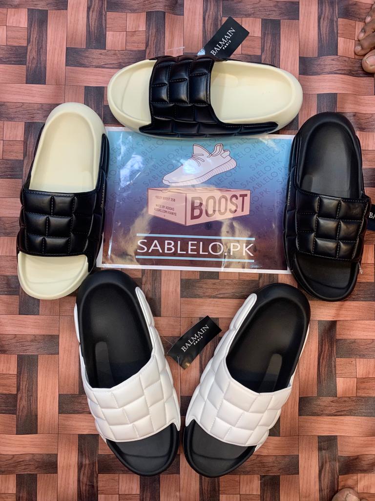 Balmain Slippers Box White Black - Premium Shoes from Sablelo.pk - Just Rs.4999! Shop now at Sablelo.pk