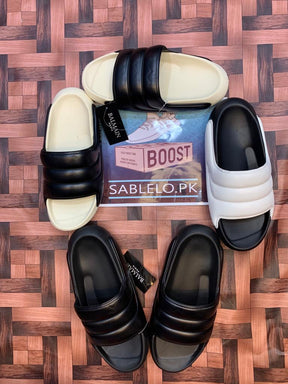 Balmain Stripes Slippers Triple Black - Premium Shoes from Sablelo.pk - Just Rs.4999! Shop now at Sablelo.pk