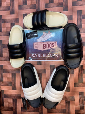 Balmain Slippers Stripes White Black - Premium Shoes from Sablelo.pk - Just Rs.4999! Shop now at Sablelo.pk