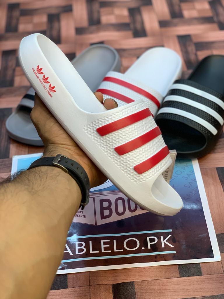 One Piece Adidas Slippers White Red