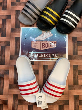 One Piece Adidas Slippers White Red