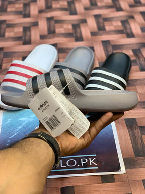 One Peice Adidas Slippers Gray Black