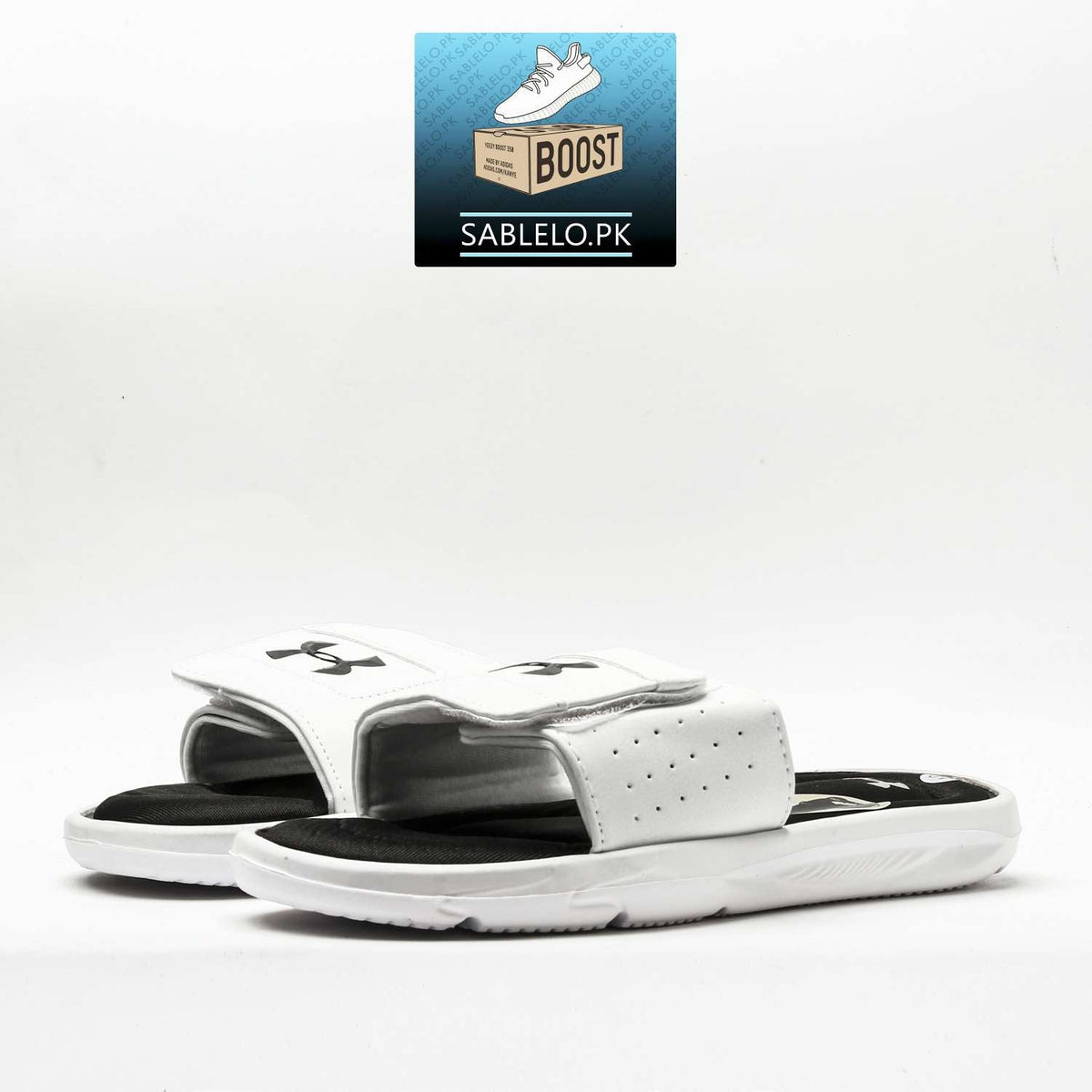 Under Armor Slippers White Black - Premium Shoes from perfectshop - Just Rs.2499! Shop now at Sablelo.pk