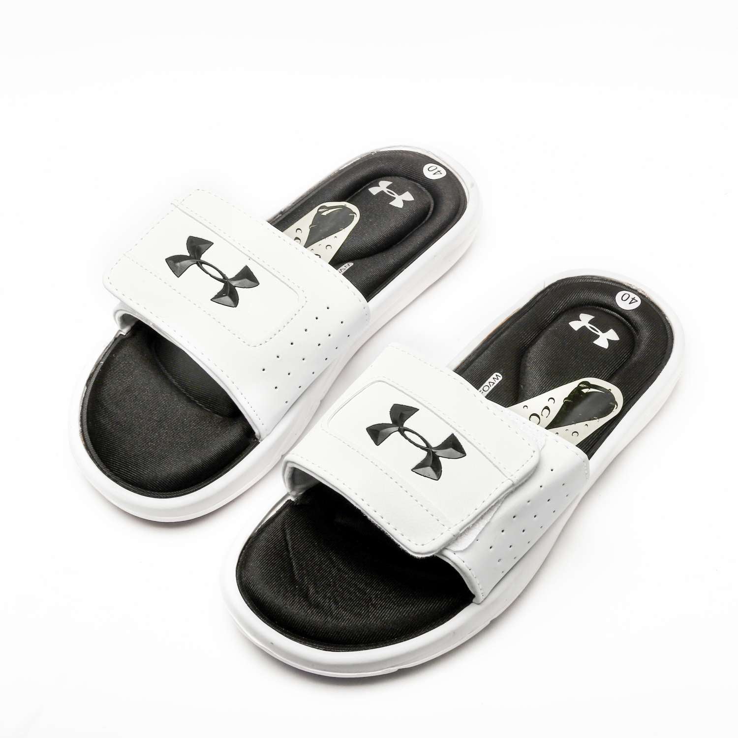 Under Armor Slippers White Black - Premium Shoes from perfectshop - Just Rs.2499! Shop now at Sablelo.pk