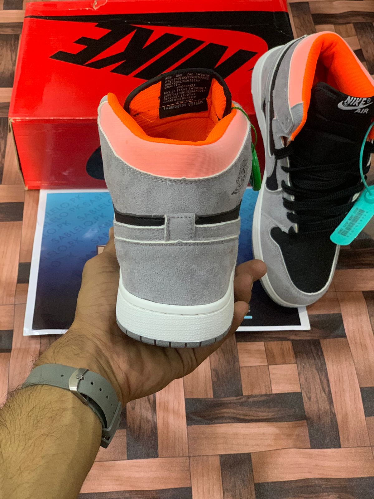 Nike Jordan 1 Gray Black Orange High Top