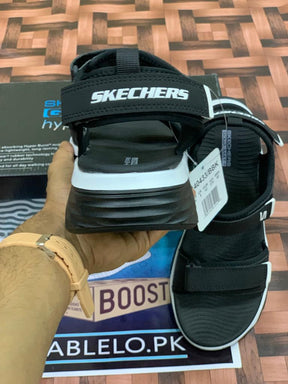 Sketchers Sandals With Logo  Black With Black Sole - Premium Shoes from perfectshop - Just Rs.6499! Shop now at Sablelo.pk
