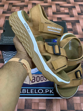 Sketchers Sandals 3 Stripes Camel With Camel Sole - Premium Shoes from perfectshop - Just Rs.0! Shop now at Sablelo.pk